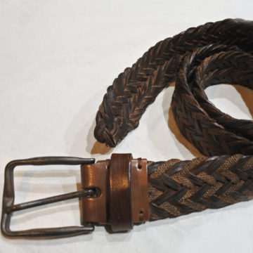 john varvatos/Cotton Leather Mesh Belt/Brown/23,760